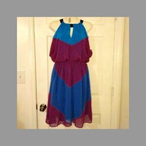 Vince Camuto Blue Night Chevron Halter Dress Size 2